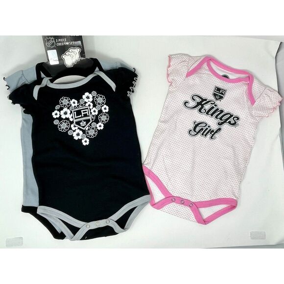 LA Kings hockey 18 Months baby/infant NWT One Piece bodysuit Set of 3 - Picture 1 of 7
